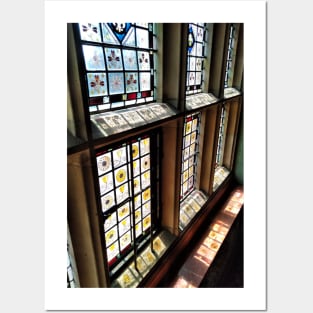 Light through a stain glass window - Cragside House, Northumberland, UK Posters and Art